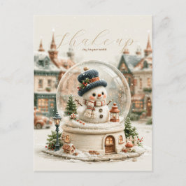 Cartão Postal Boneco de Neve Fofo em Globo de Neve