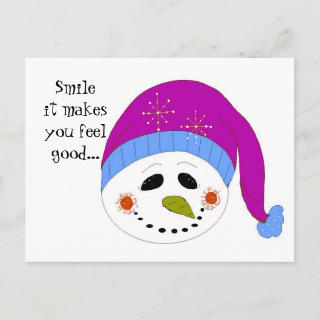 Cartão Postal Boneco de Neve Sorridente (Frente)