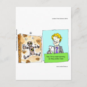 Cartão Postal Boneco de Teste de Colisão Engraçado