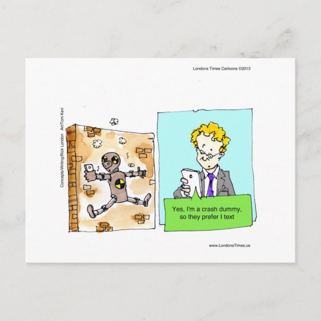 Cartão Postal Boneco de Teste de Colisão Engraçado (Frente)
