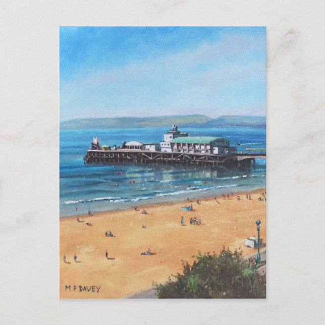 Cartão Postal Bonemouth Pier Summer Morning Do Cliff Top (Frente)