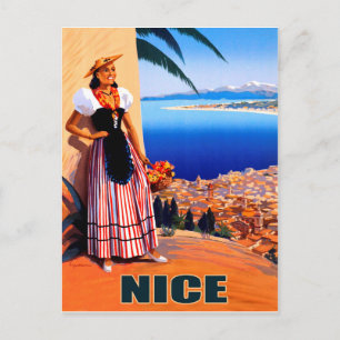 Cartão Postal Bonita, a mulher está olhando para a riviera fran