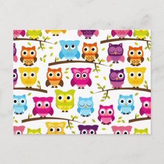 Cartão Postal Bonita Coruja Personalizada Colorida