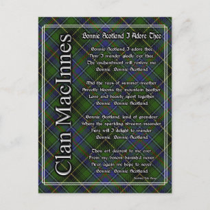 Cartão Postal Bonita Escócia Eu Te Adoro MacInnes Tartan