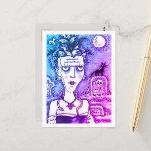 CARTÃO POSTAL BONITA FRANKENELLA MONSTER, GRAVES, GATO