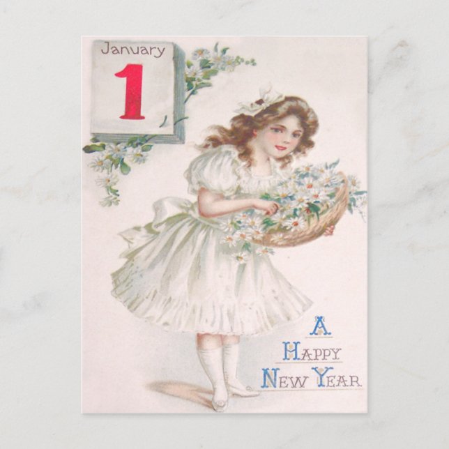 Cartão Postal Bonita Garota Daisy Daisies (Frente)