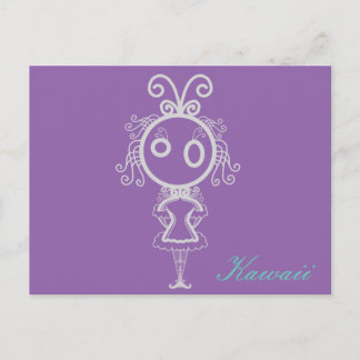 Cartão Postal Bonita Garota de Cartografia Kawaii