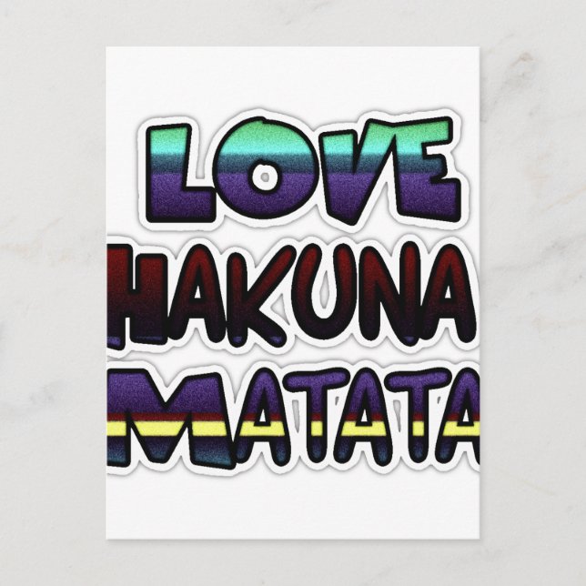 Cartão Postal Bonita Impressão de Arte de Hakuna Matata (Frente)