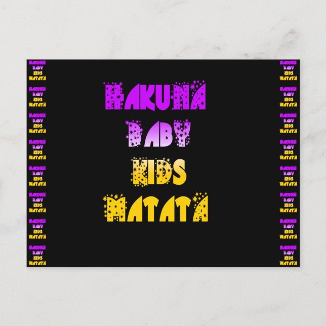 Cartão Postal Bonita Impressão de Arte de Hakuna Matata (Frente)