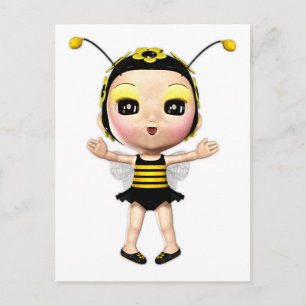 Cartão Postal Bonita Lady Bumblebee Fairy Doll 2