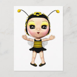Cartão Postal Bonita Lady Bumblebee Fairy Doll 2