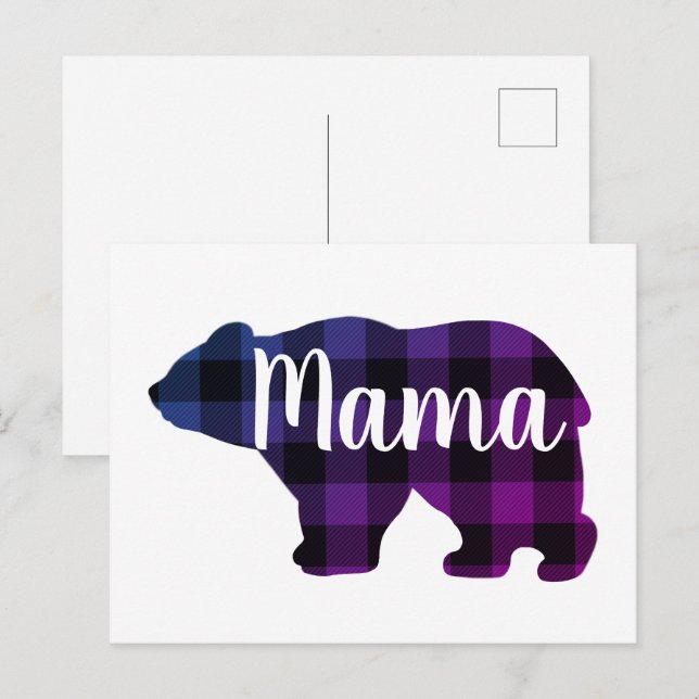 Cartão Postal Bonita mãe urso design presente de dia de as mães (Frente/Verso)