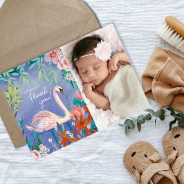 Cartão Postal Bonita Princesa Swan Floral Obrigado