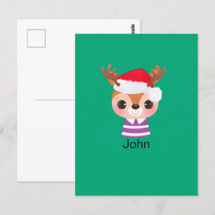 Cartão Postal Bonita Reindet de Natal Animal de inverno