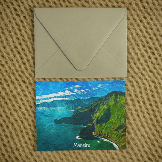 Cartão Postal Bonita Tinta Costeira da Madeira (beautiful madeira coastal view postcard)