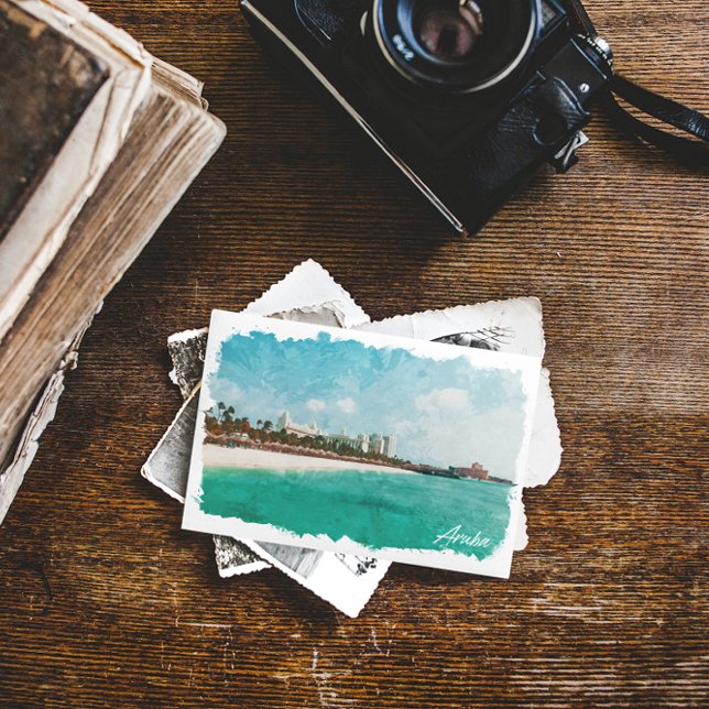 Cartão Postal Bonita Viagem de Ilha Tropical de Aruba (aruba tropical scenery postcard)