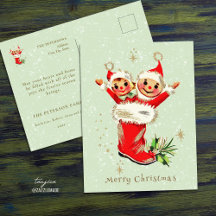 Bonita Vintage Retro Natal Elves Sage Green