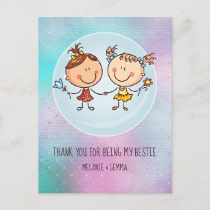 Cartão Postal Bonitas BFF Besties Kawaii presentes para garotas