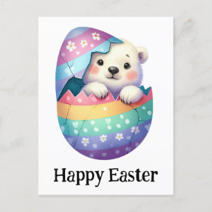 Cartão Postal Bonitinho, Páscoa Engraçado, Bebê, Urso Polar