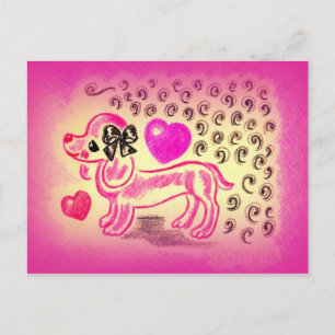 Cartão Postal Bonito Amor Dachshund