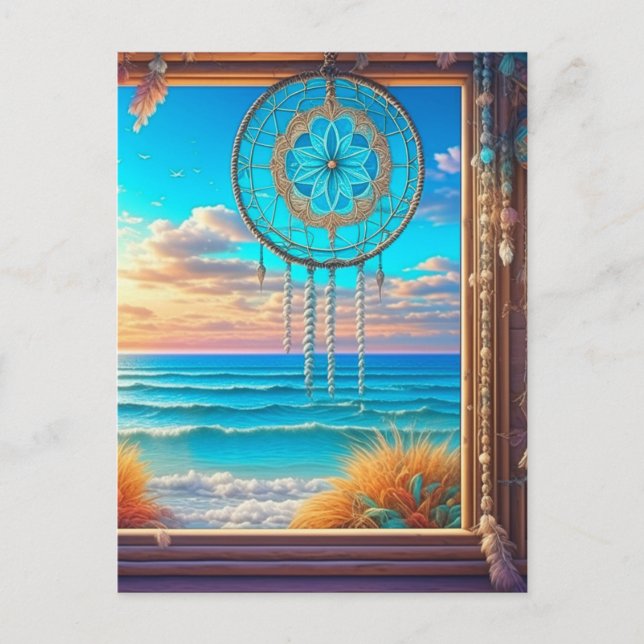 Cartão Postal Bonito Beachy Themed Dreamcatcher (Frente)