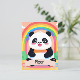 Cartão Postal Bonito Bebê Panda Rainbow