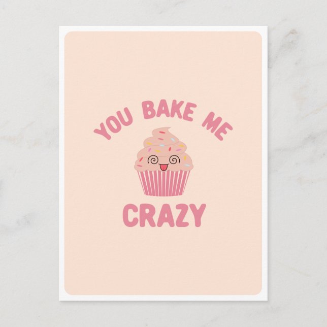 Cartão Postal Bonito Bobo Kawaii Enlouquecido Enfrentando Muffin (Frente)