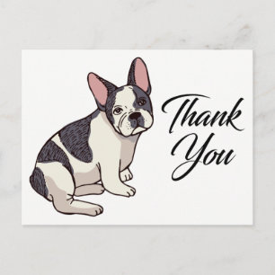 Cartão Postal Bonito Buldogue Francês Obrigado Frenchie Puppy Do