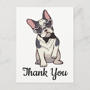 Cartão Postal Bonito Buldogue Francês Obrigado Frenchie Puppy Do