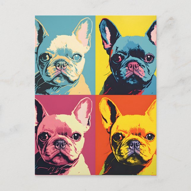 Cartão Postal Bonito Bulldog Modern Pop Art (Frente)