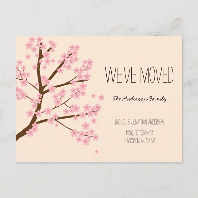 Cartão Postal Bonito Cherry Blossoms Sakura Árvore que mudamos (Frente)