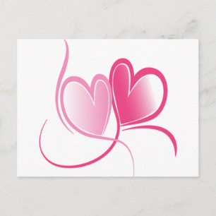 Cartão Postal Bonito Corações Rosa