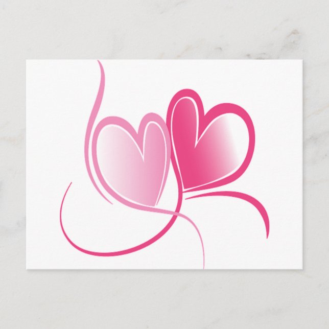 Cartão Postal Bonito Corações Rosa (Frente)