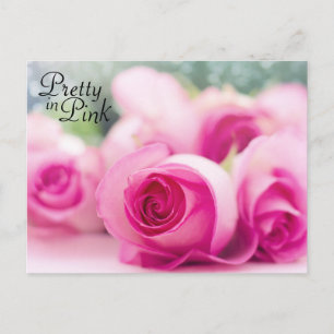 Cartão Postal Bonito em Rosas Rosa