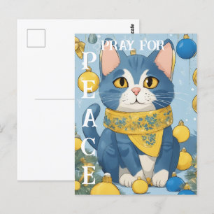 Cartão Postal Bonito Gato Amarelo com Olhos Azuis - ucrânia