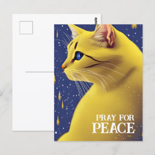 Cartão Postal Bonito Gato Amarelo com Olhos Azuis - ucrânia