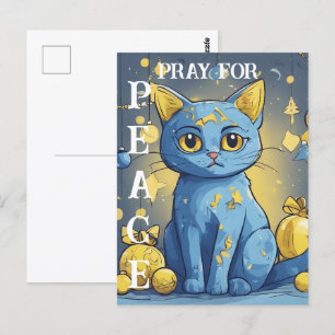 Cartão Postal Bonito Gato Amarelo com Olhos Azuis - ucrânia