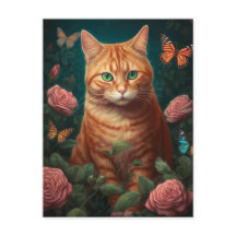Bonito Ginger Cat com Cartaz Rosa