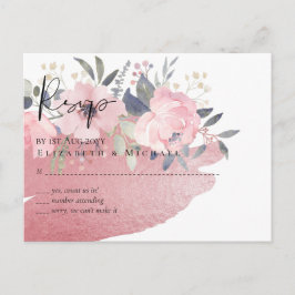 Cartão Postal Bonito Girly Rosegold Floral Glam Wedding