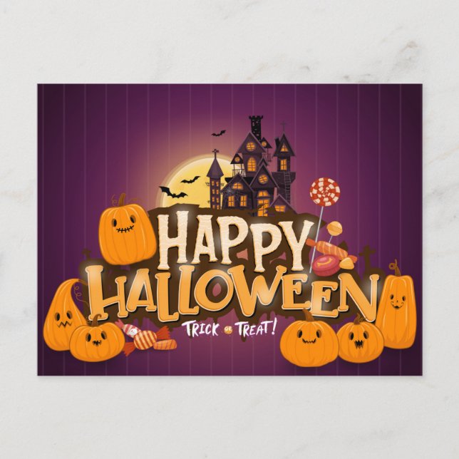 Cartão Postal Bonito Halloween (Frente)