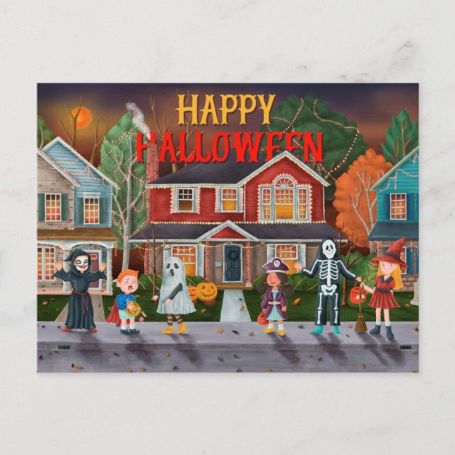 Cartão Postal Bonito Halloween (Frente)