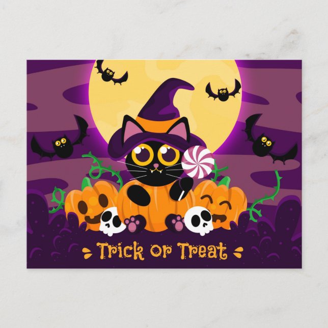 Cartão Postal Bonito Halloween (Frente)