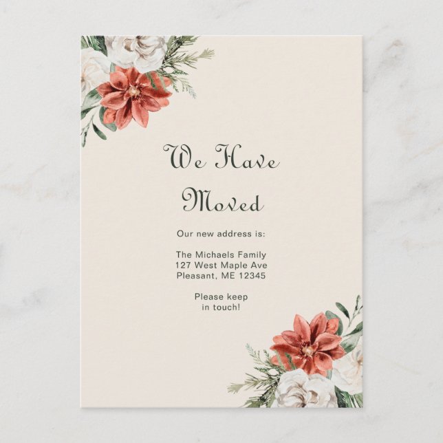 Cartão Postal Bonito Laranja Floral e Verde que Movemos (Frente)