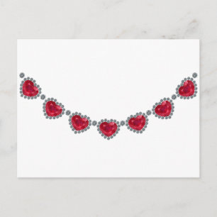 Cartão Postal Bonito mulher Ruby Necklace