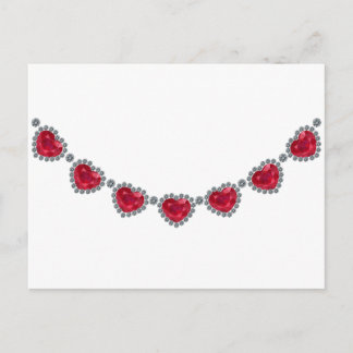 Cartão Postal Bonito mulher Ruby Necklace