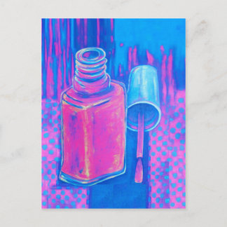 Cartão Postal Bonito no verniz para as unhas cor-de-rosa