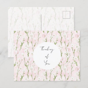 Cartão Postal Bonito Pensamento Floral Cor-de-Rosa