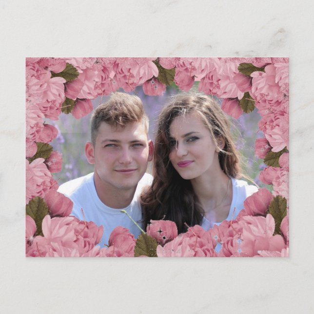 Cartão Postal Bonito Pink Cherry Blossomo Obrigado (Frente)