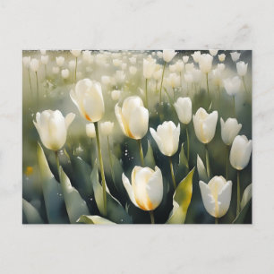Cartão Postal Bonito pintura a aquarela do jardim de tulipas bra