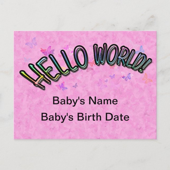 Cartão Postal Bonito Rainbow Hello World (Frente)